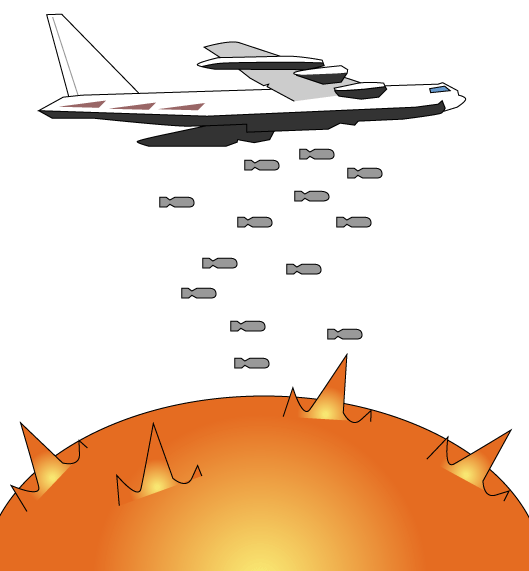 爆撃機が鬼を退治