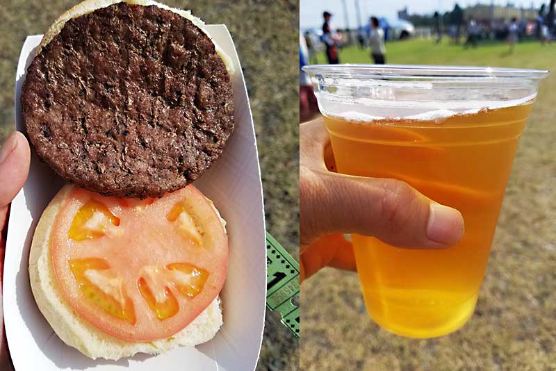 ビールとハンバーガー